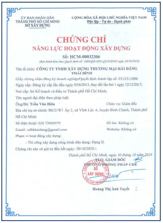 Chung Chi Hoat Dong Xd So Xd Cap